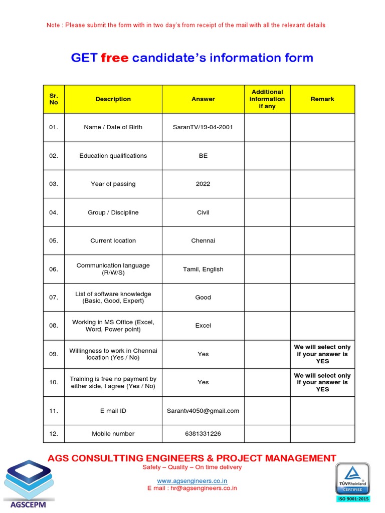 Ags Form | PDF