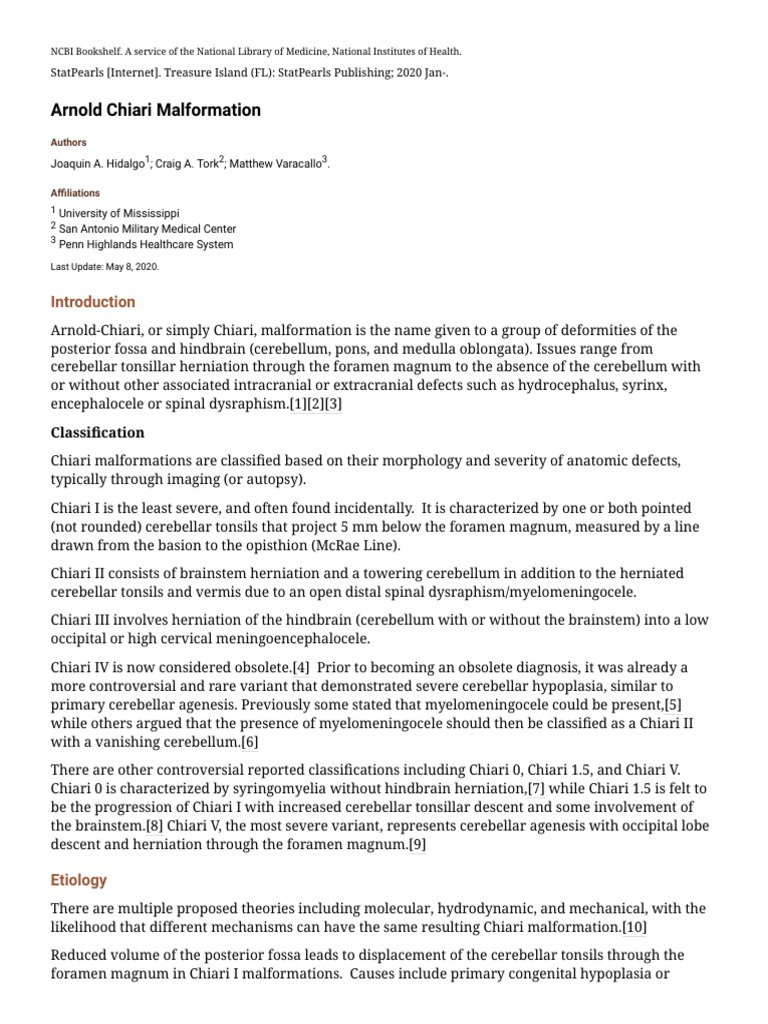 Arnold Chiari Malformation | PDF | Medicine | Human Diseases And Disorders