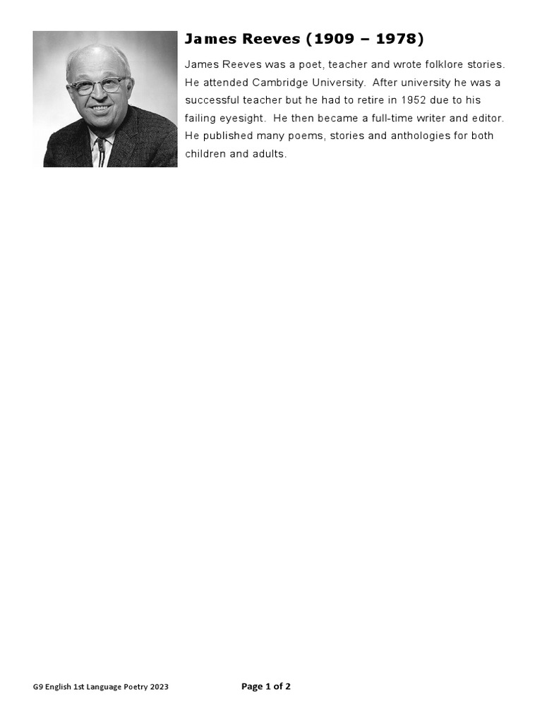 The Wind James Reeves PDF Writing Poetry