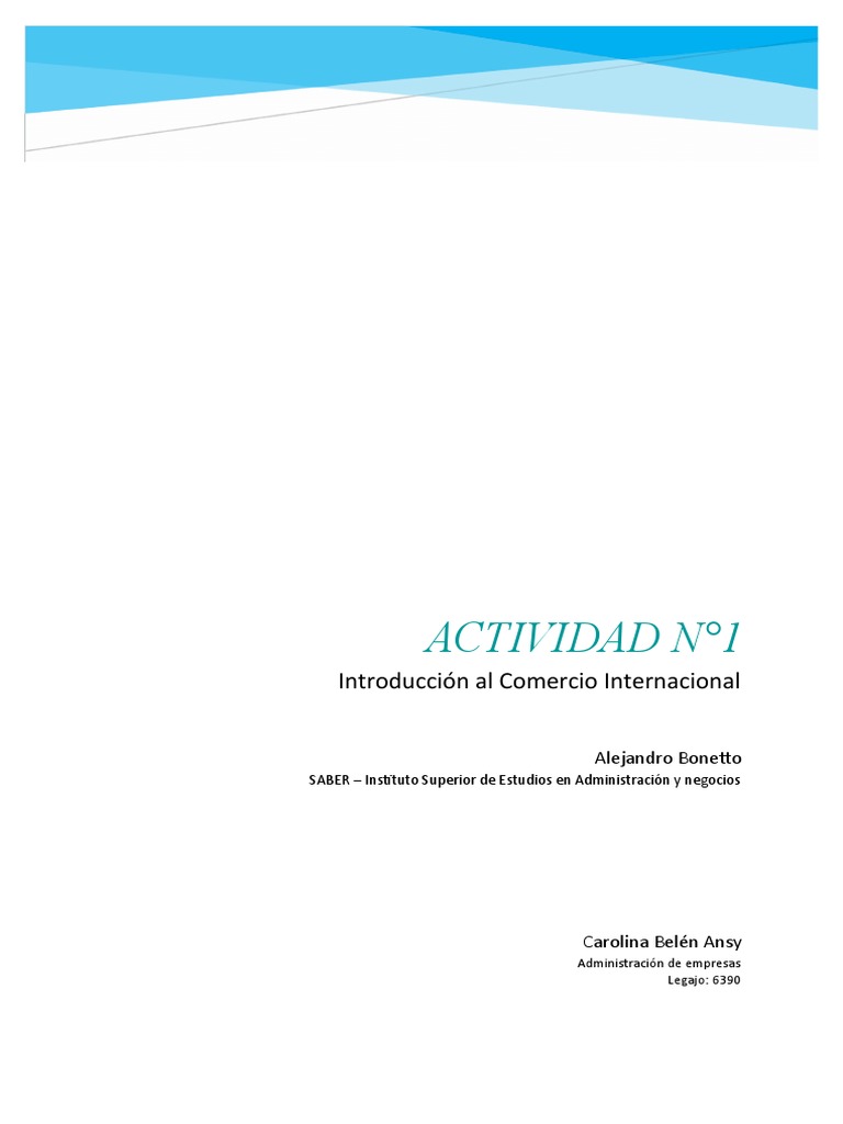 Actividad N°1 | PDF | Globalización | Comercio