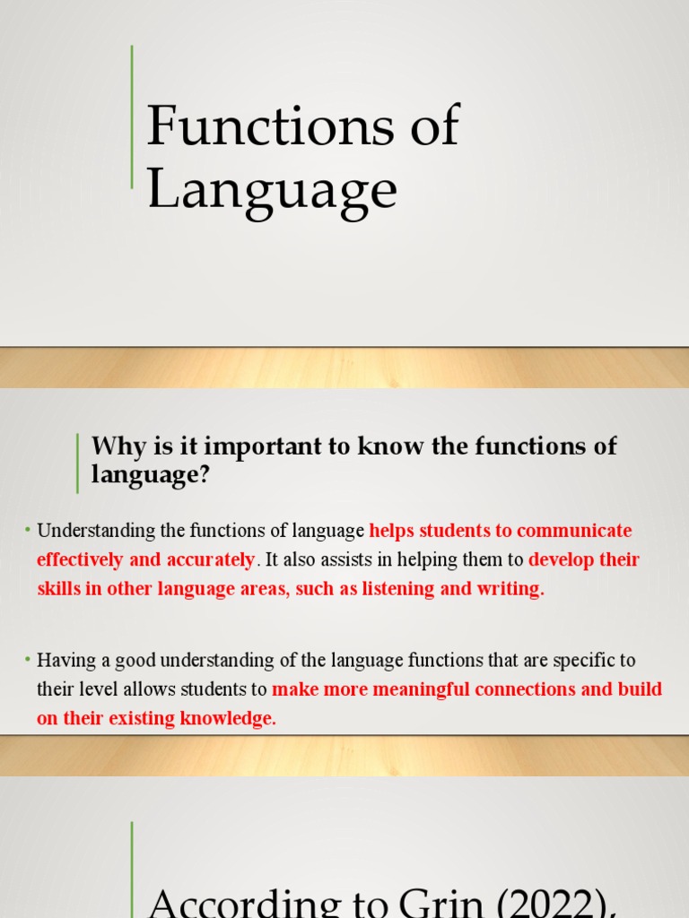 Functions of Language | PDF | Human Communication | Cognitive Science