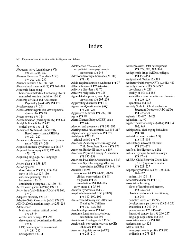 Clinical Neurology Handbook Index | PDF | Autism Spectrum | Neuroplasticity