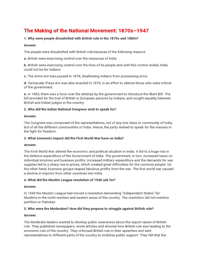 The Making of The National Movement PDF British Raj Mahatma Gandhi