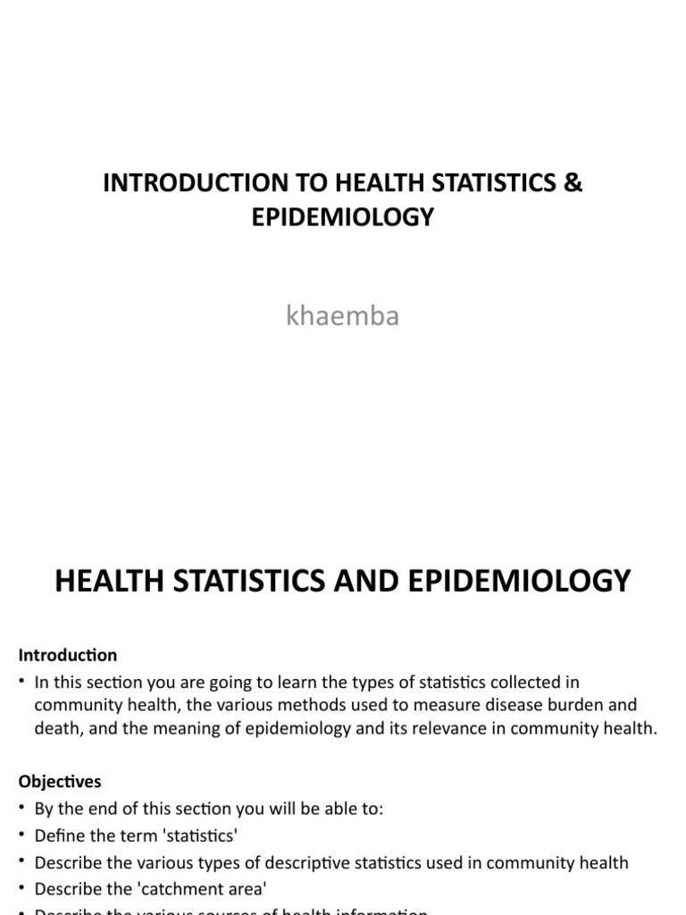 Introduction To Health Statistics & Epidemiology PDF Statistics Median