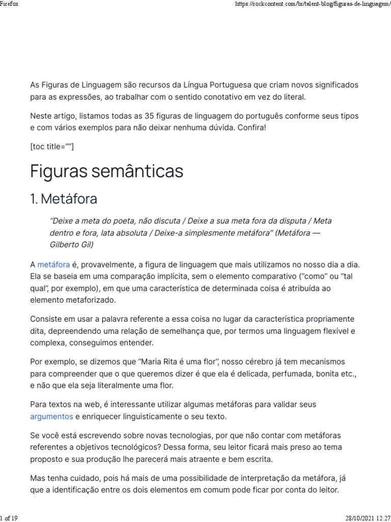 AULA 05 - 35 Figuras de Linguagem | PDF | Metáfora | Palavra
