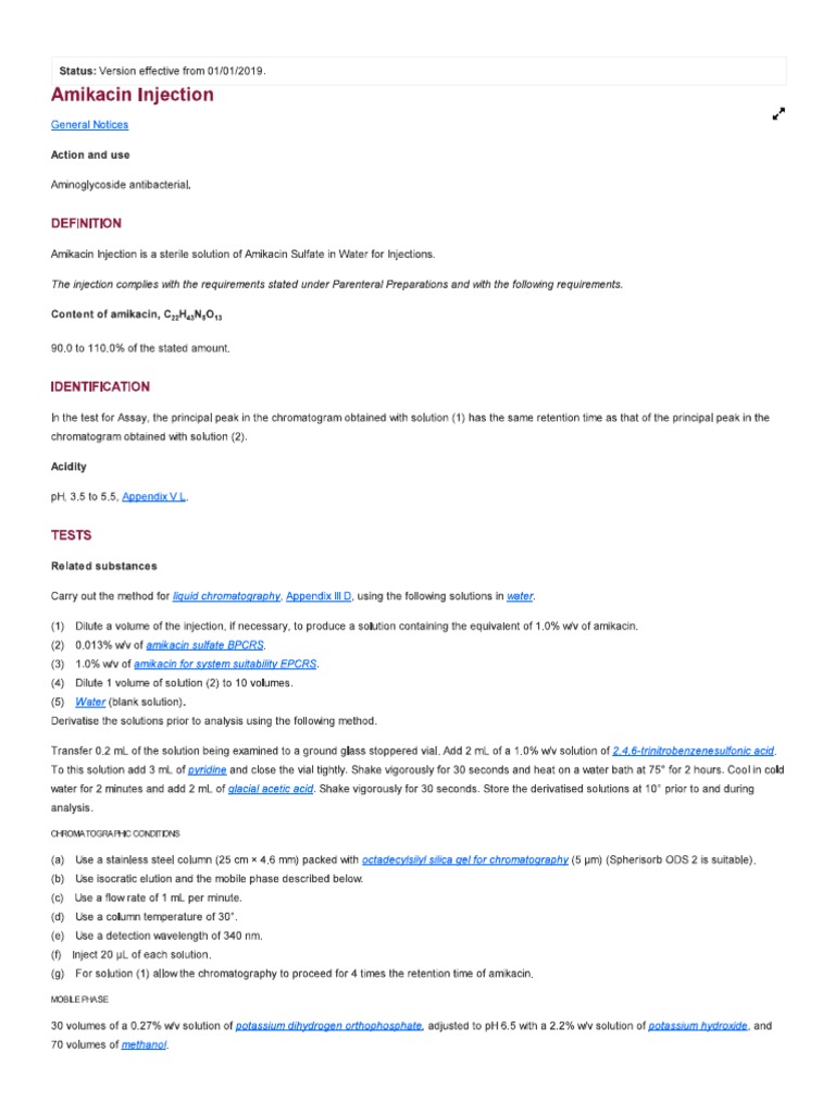 Amikacin Injection BP | PDF