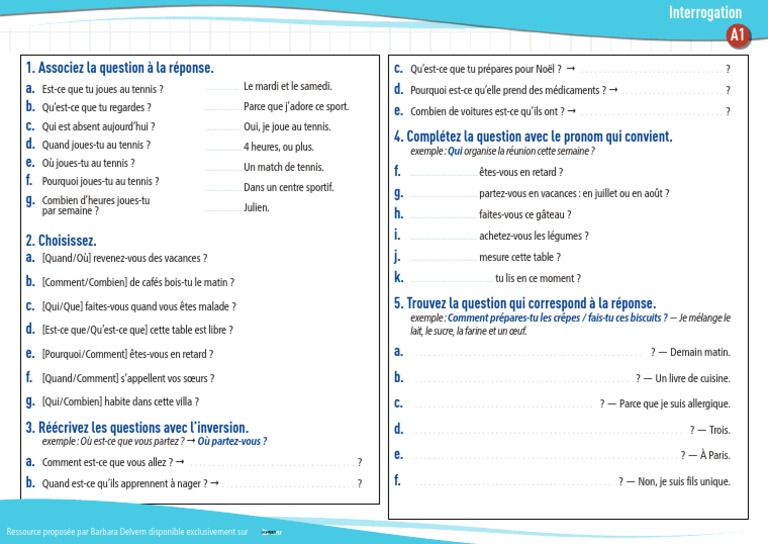 Questions et réponses en français | PDF | Question | Nourritures