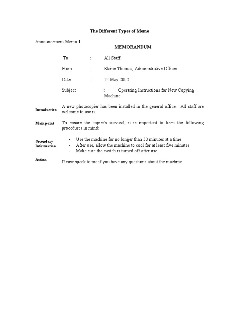 Types and Examples of Memos | PDF | Business