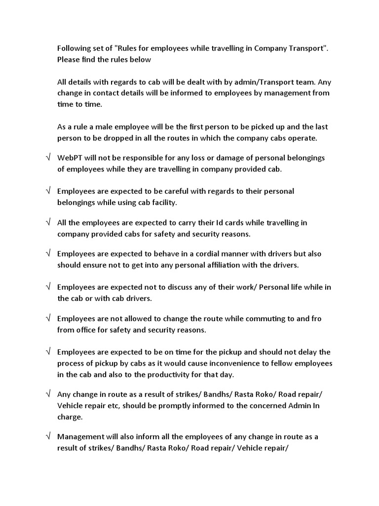 Basic do don ts transport users pdf transport