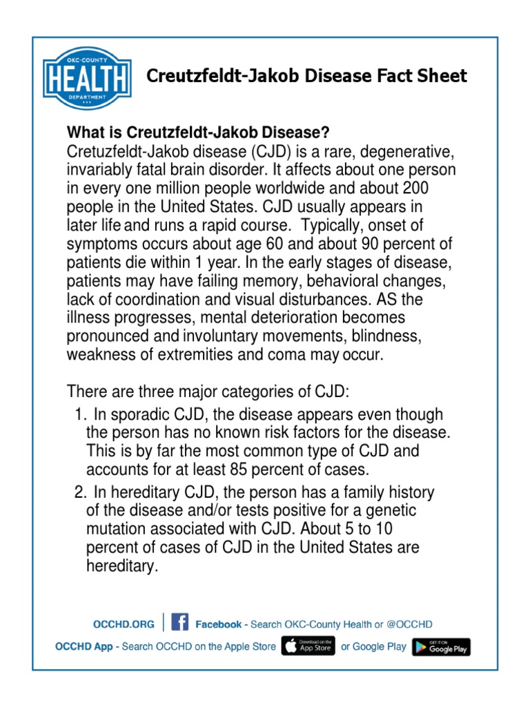 Creutzfeldt Jakob Disease PDF Human Diseases And Disorders
