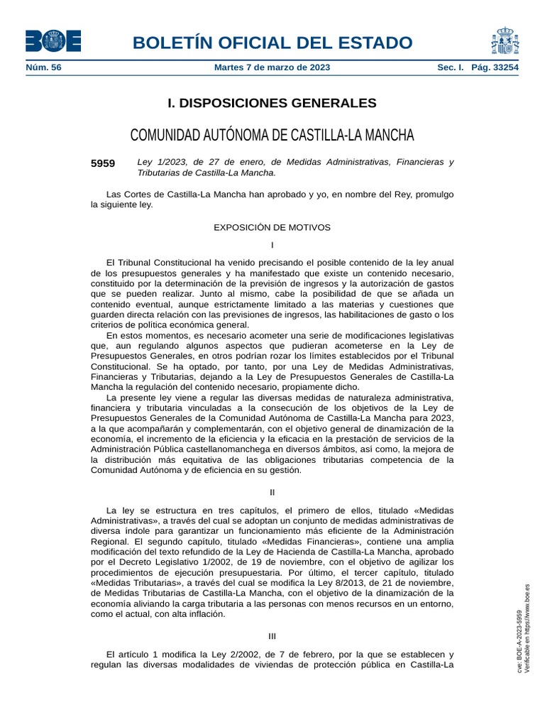 I.- DISPOSICIONES GENERALES - Portal de Castilla La Mancha