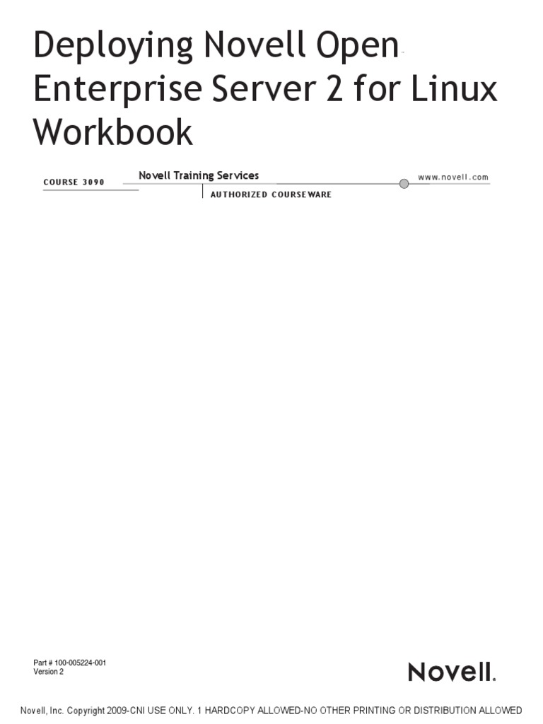 Deploying Novell Open Enterprise Server 2 For Linux Workbook PDF V