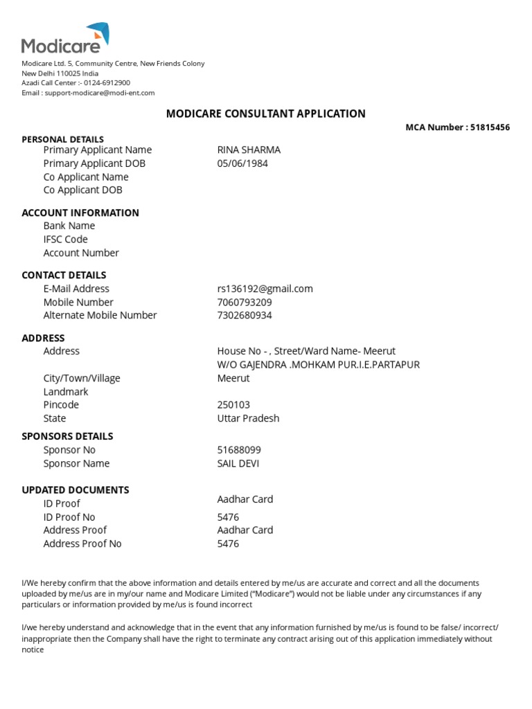 Modicare Consultant Application Form | PDF | Contractual Term | Arbitration