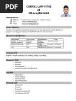 CV of Ahasan Habib