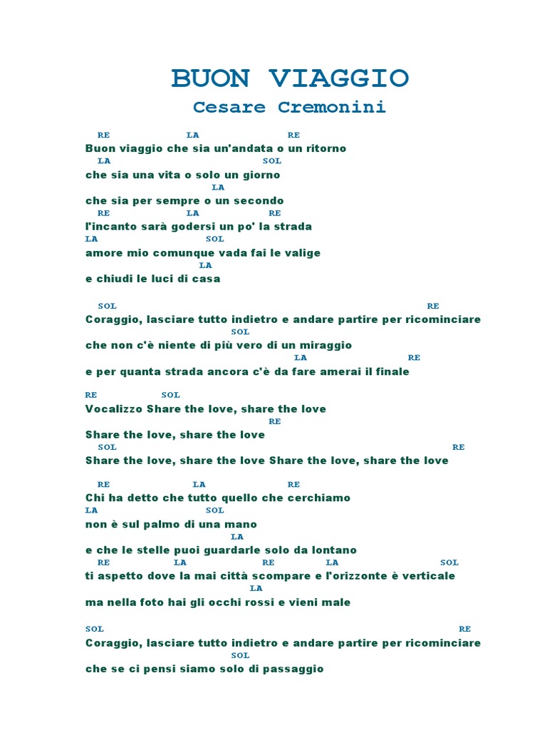 Buon Viaggio CREMONINI PDF