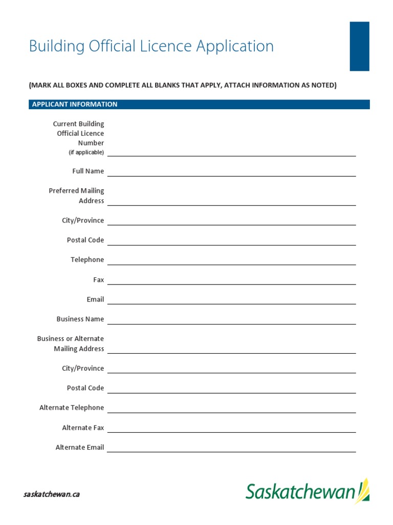 92496Building Official Licence ApplicationFillable PDF License Mail