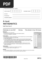 Aqa Mathematics Core 3 Question Paper Jun 2017