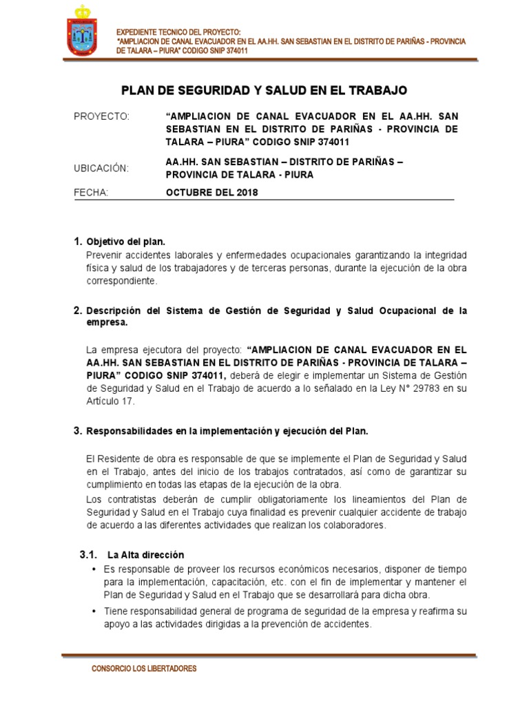 Plan de Seguridad y Salud en Obra Canal San Sebastian | PDF | Riesgo ...