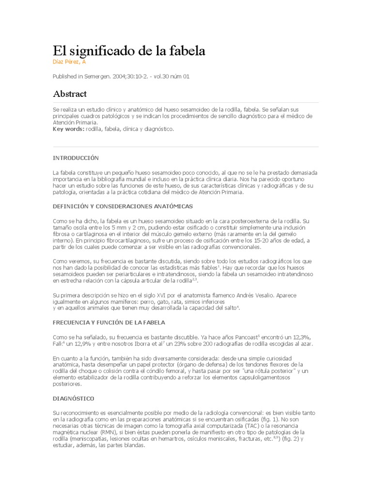 Significado y Patología de la Fabela | PDF | Rodilla | Medicina