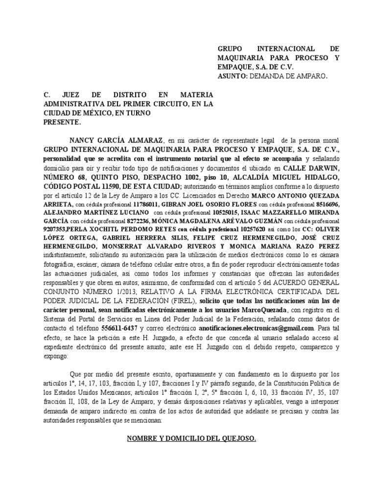 Amparo Internacional Cuentas | PDF | Caso de ley | Derecho Constitucional