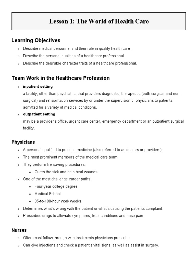 Healthcare Roles & Responsibilities | PDF | Pharmacy | Health Care