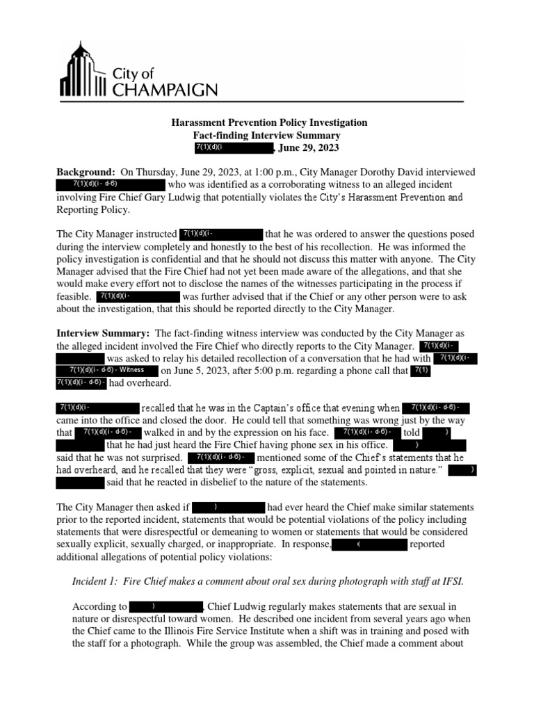 Harassment Investigation Interview Summary | PDF | Justice | Crime ...
