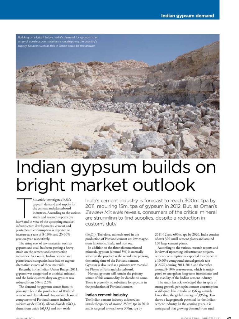 Indian Gypsum Builds On Bright Market Outlook PDF Cement Exports