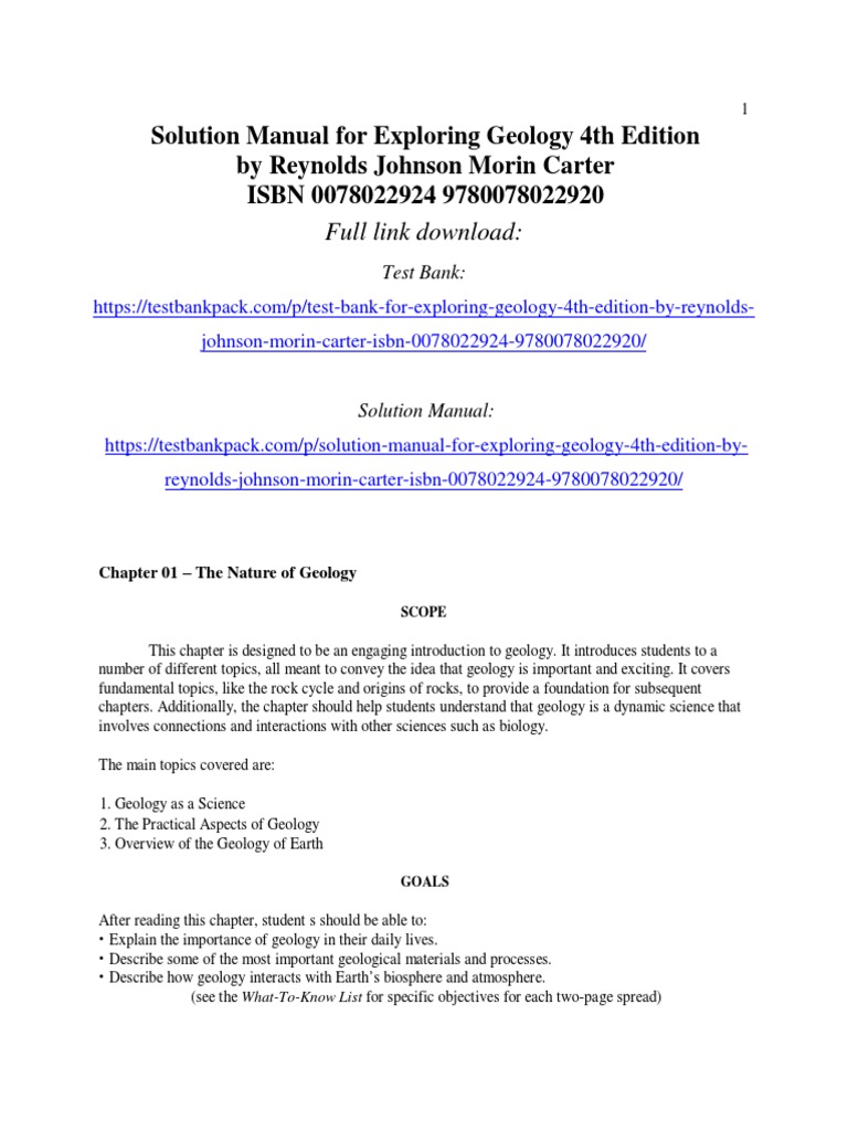 Exploring Geology 4th Edition by Reynolds Johnson Morin Carter ISBN