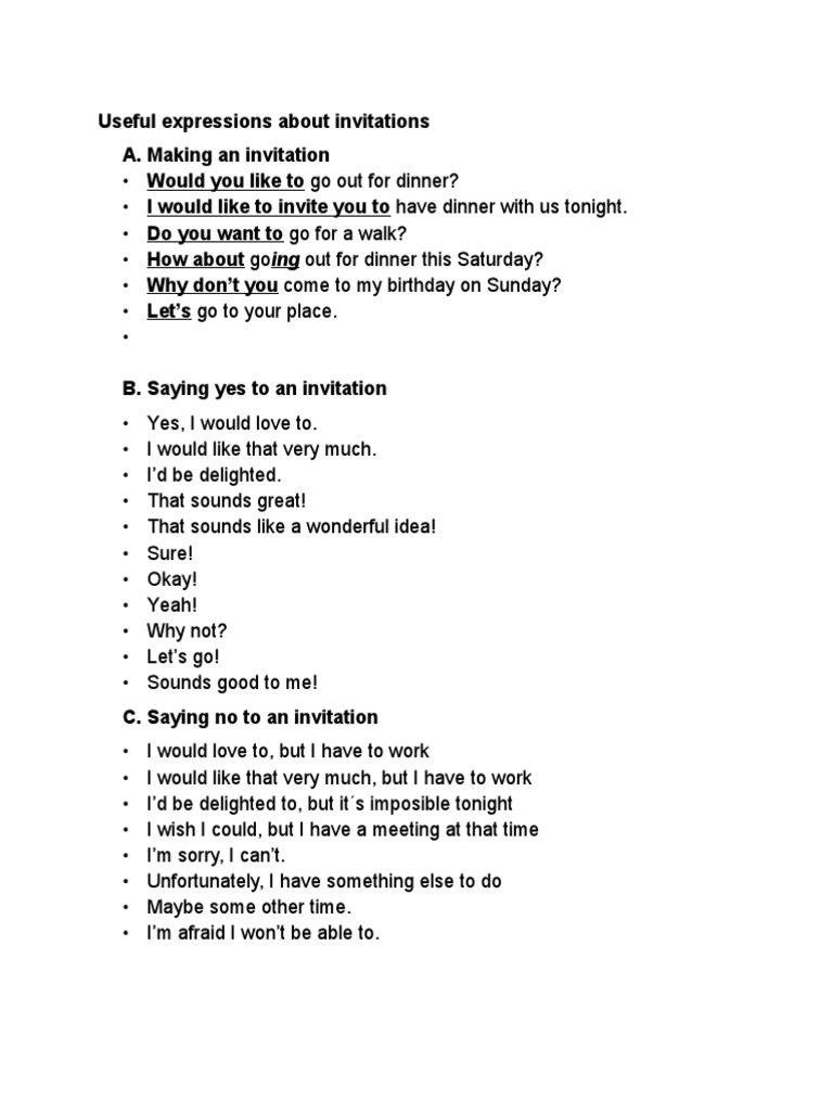 Invitation Phrases Guide | PDF