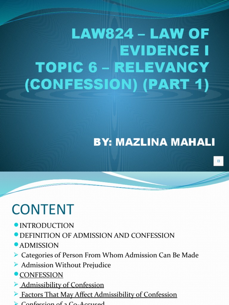 Law of Evidence: Confession Basics | PDF | Confession (Law) | Arrest