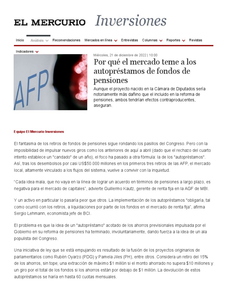 El Fantasma de Los Retiros de Fondos | PDF | Pensión | Inflación