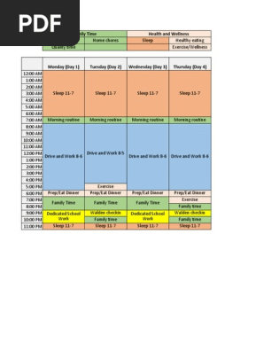 Time Management Weekly Schedule