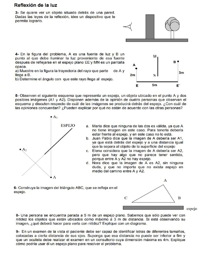 Ejercicios de Reflexión y Refracción | PDF