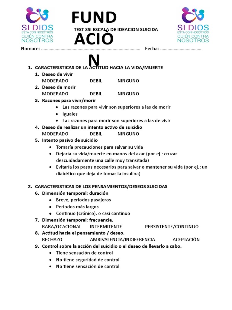 09 Test Ssi Escala de Ideacion Suicida | PDF | Suicidio