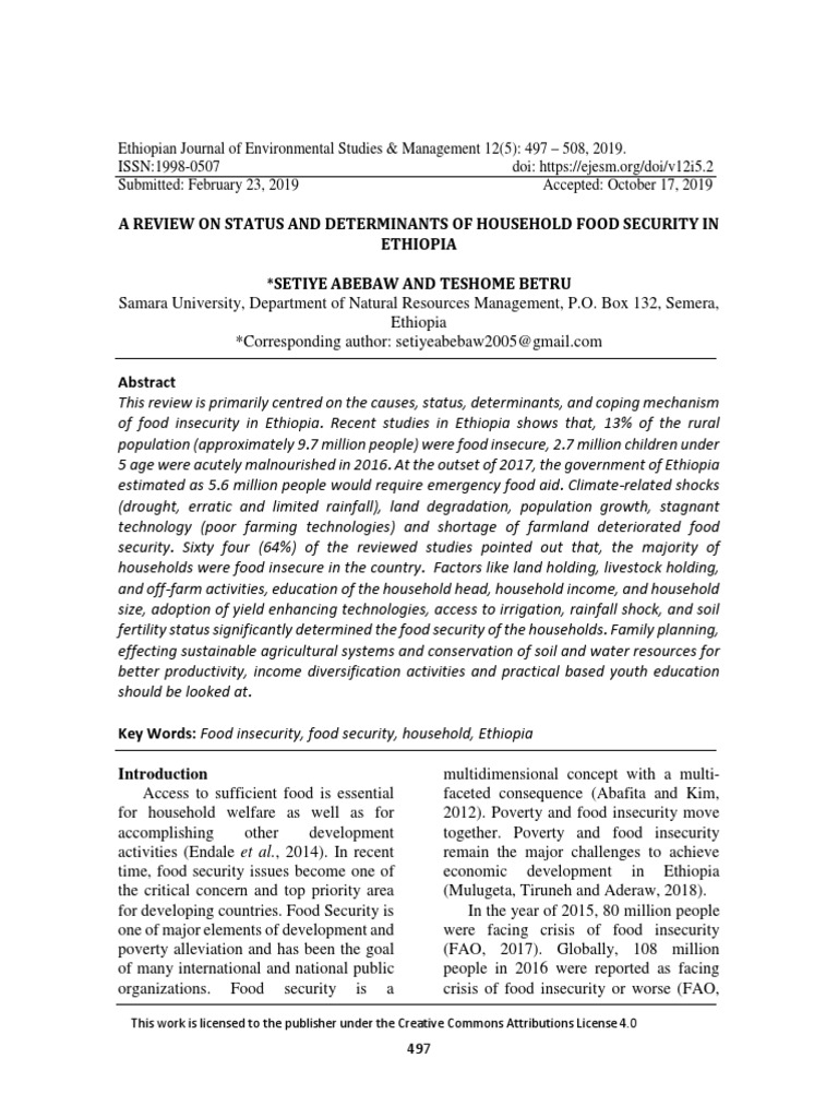 Household Food Security in Ethiopia | PDF | Food Security | Malnutrition