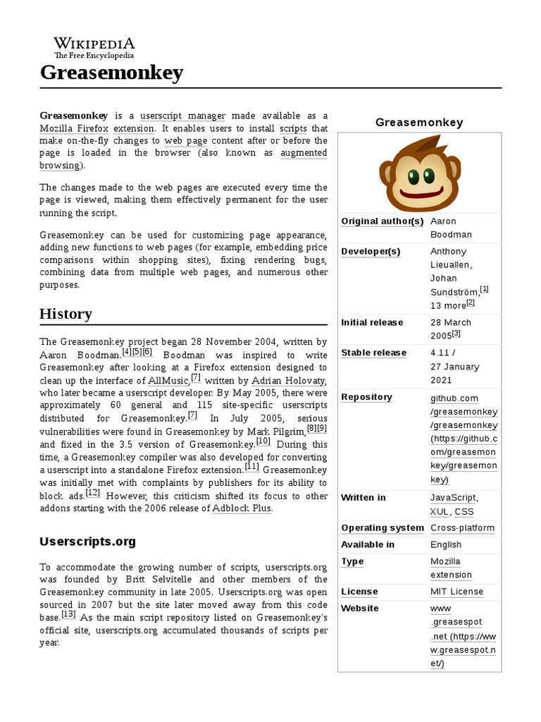 Overview of Greasemonkey Extension | PDF | Information Technology | Web ...