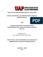 Tesis Calidad Servicio Relación Posicionamiento Cetpro Victoria Tarapoto