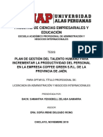 Tesis Plan Gestión Talento Humano Incrementar Productividad Personal Empresa Coffee Green S.R.L. Jaén