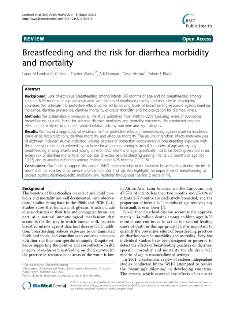 Breastfeeding and The Risk For Diarrhea Morbidity and Mortality PDF