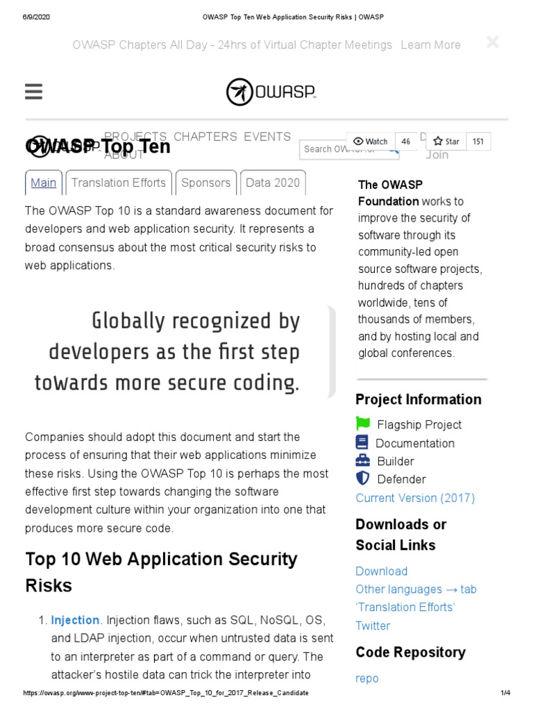 OWASP Top Ten Web Application Security Risks OWASP PDF Security