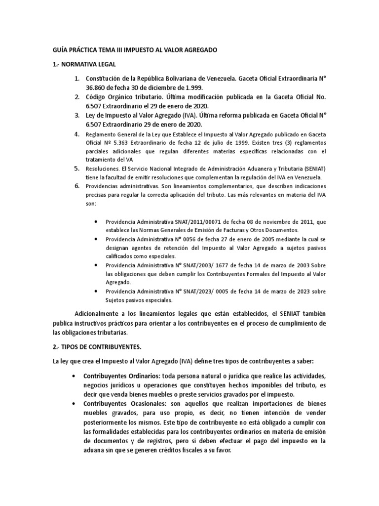 Guía del IVA en Venezuela | PDF | Impuestos | Impuesto al valor agregado