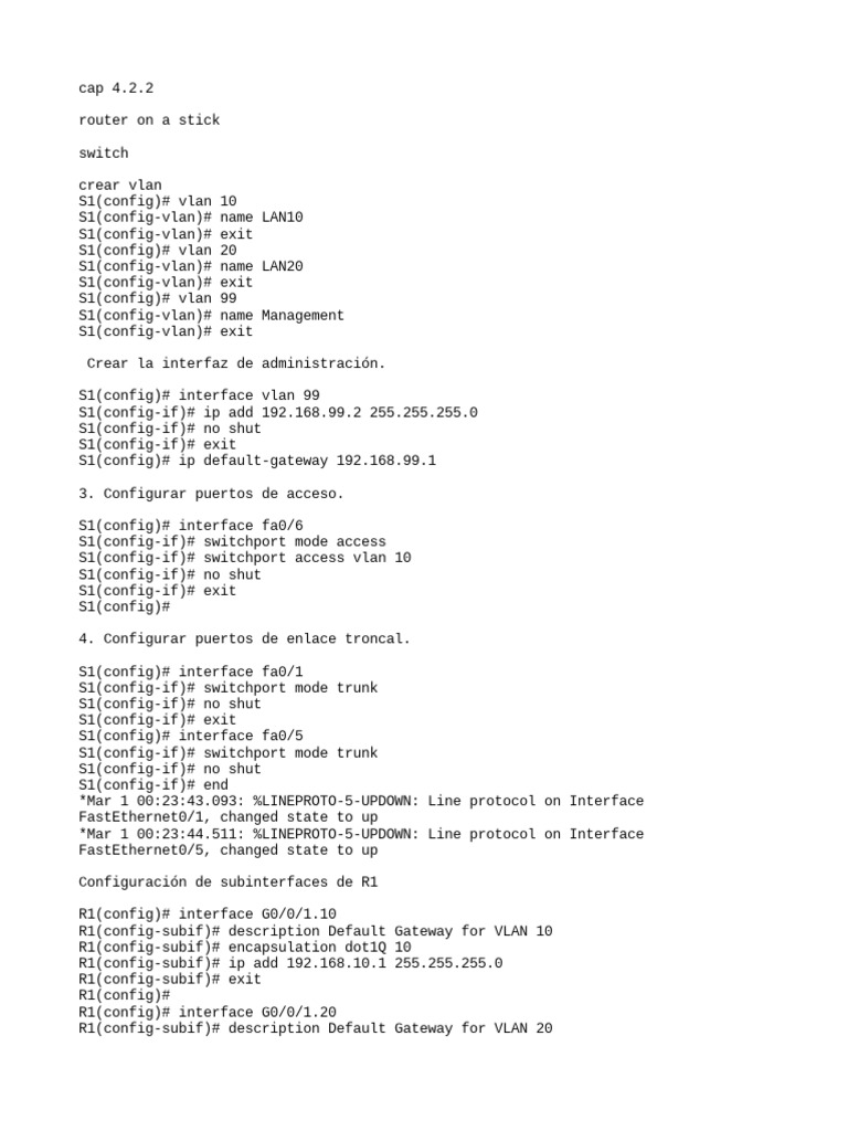 Comando Configuracion Routing ROAS y Switch Capa3 | PDF | Internet ...