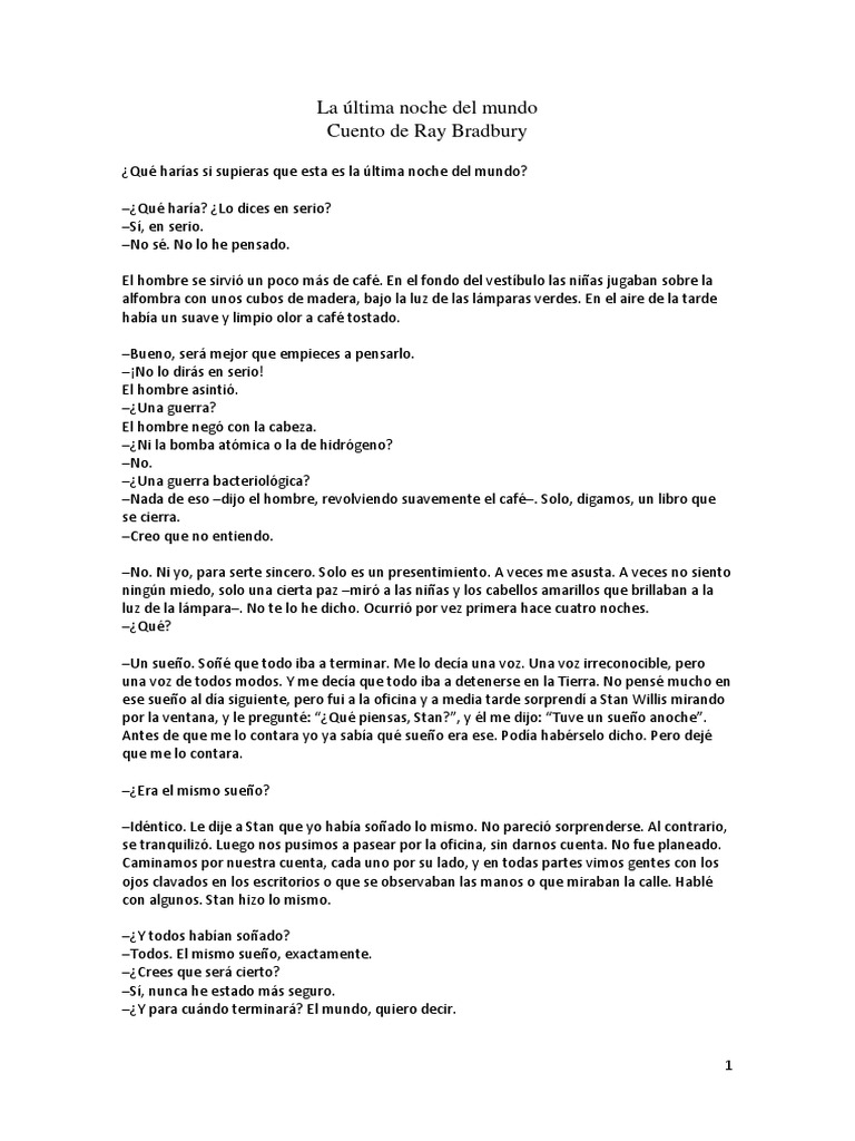 La Última Noche Del Mundo - Bradbury | PDF