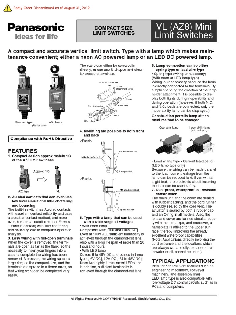 Vl-E Microswitch AZ8 Universal | PDF | Switch | Alternating Current