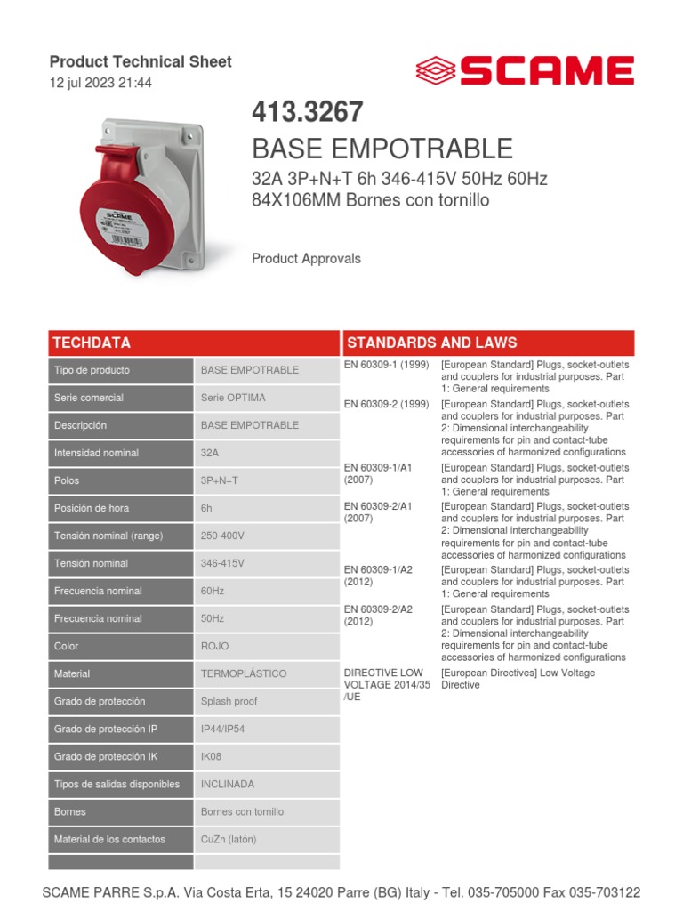 Industrial Plug Specifications and Standards | PDF | Electrical Wiring ...