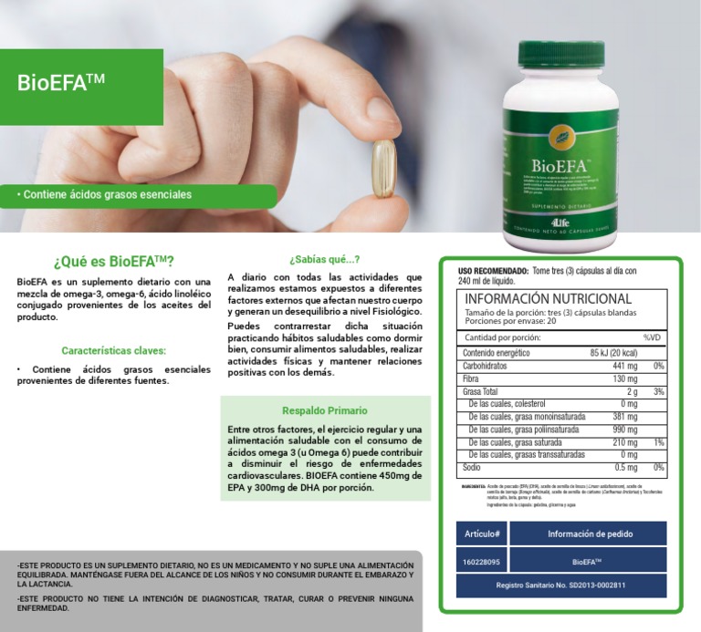 Beneficios del BioEFA 4Life | PDF | Petróleo | Ácido Graso Omega 3