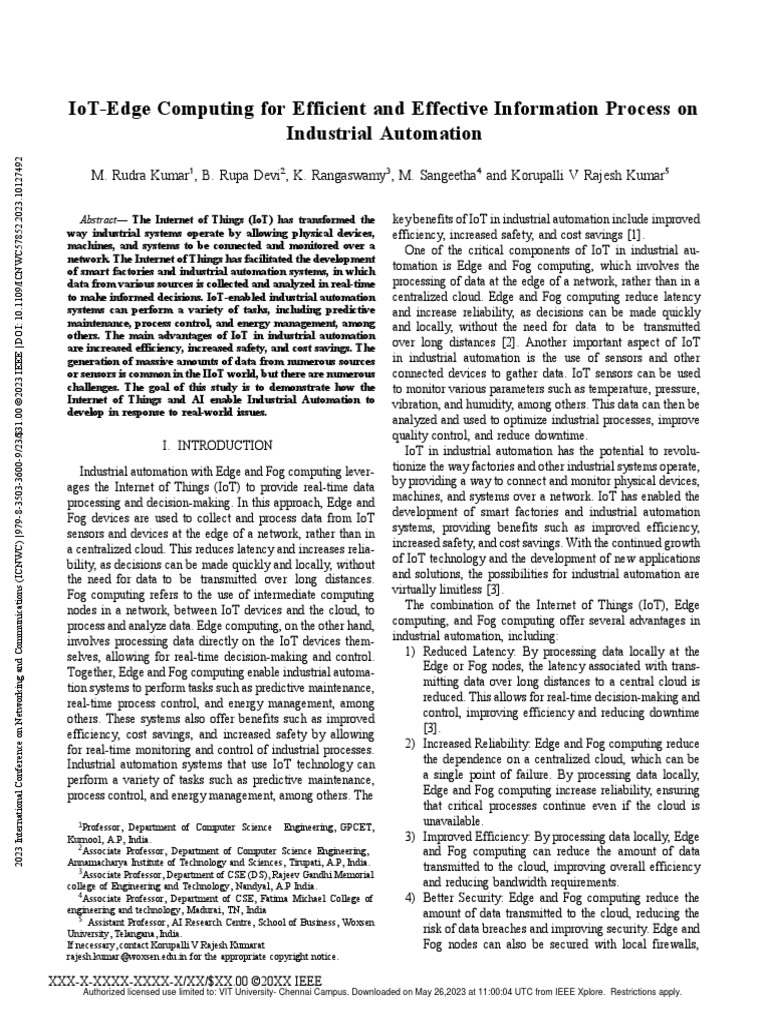 IoT-Edge Computing in Industrial Automation | PDF | Internet Of Things ...