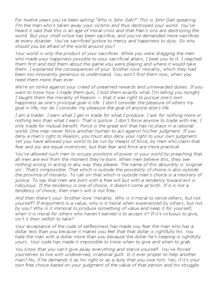 John galt speech summary picture