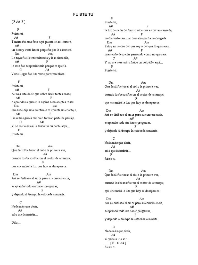 Letra y acordes de 