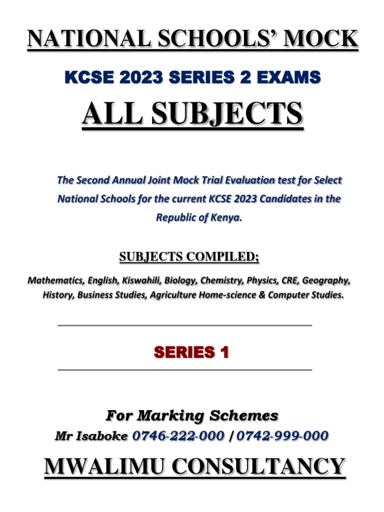 National Schools' Mocks s2 PDF Mutation Chemical Substances